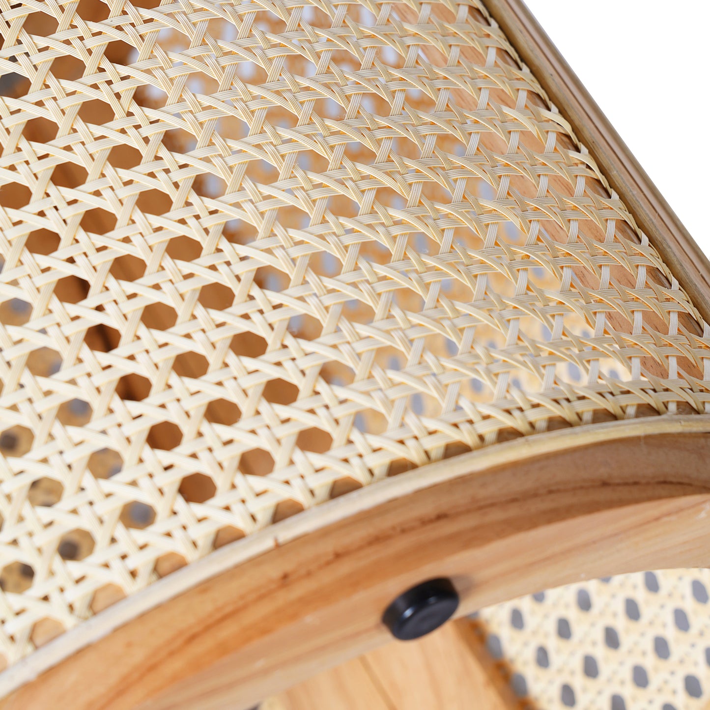 Desi Solid Rubberwood Round Side Table with Warm Wood Grain