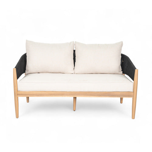 Veronia Outdoor Patio Acacia Wood Chat Set,Include 2 Club Chairs,1 Coffee Table,Loveseat.