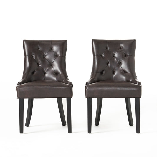 Stacy Tufted Leather Dining Chairs (Set of 2)