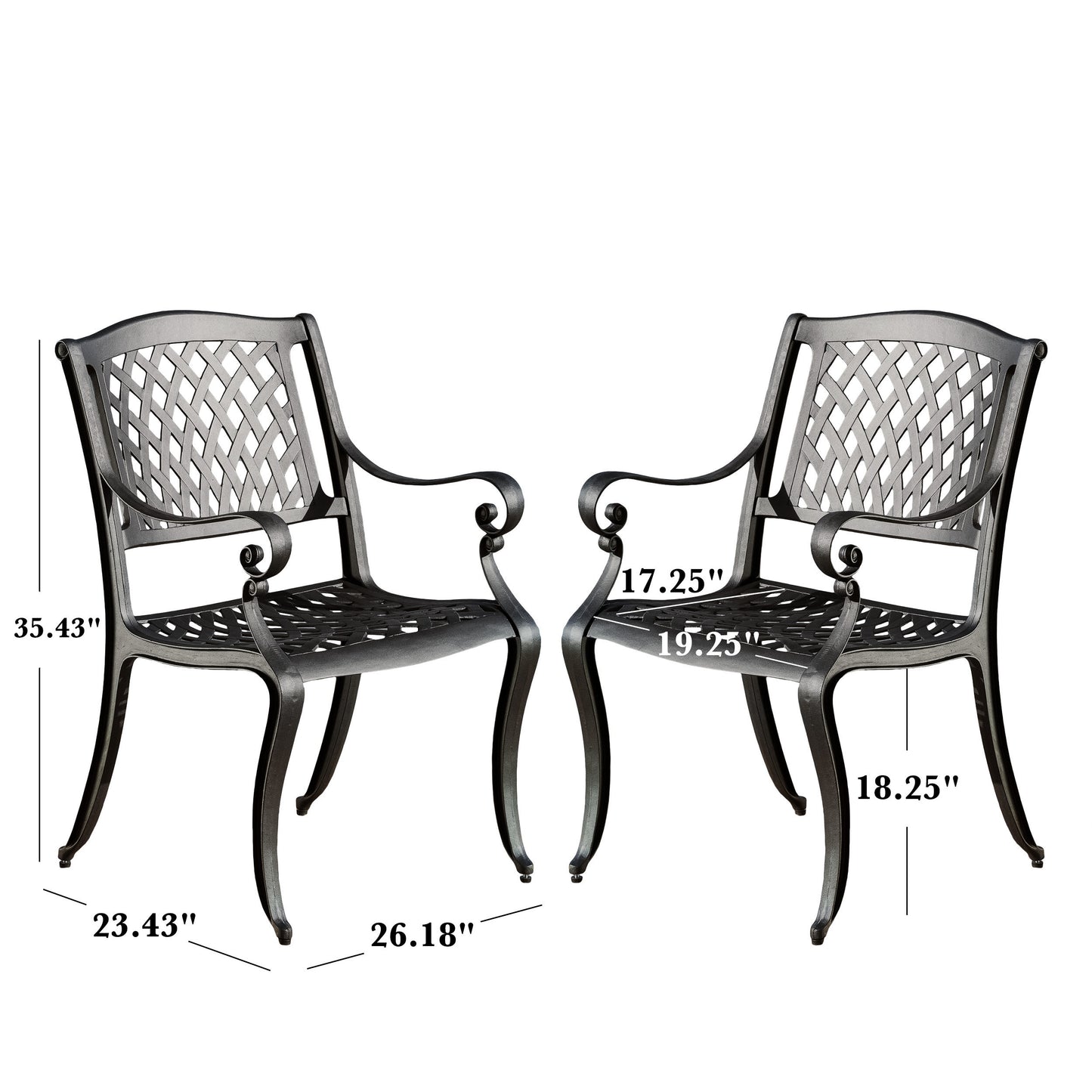 Marietta Outdoor Cast Aluminum Dining Chair (Set of 2)
