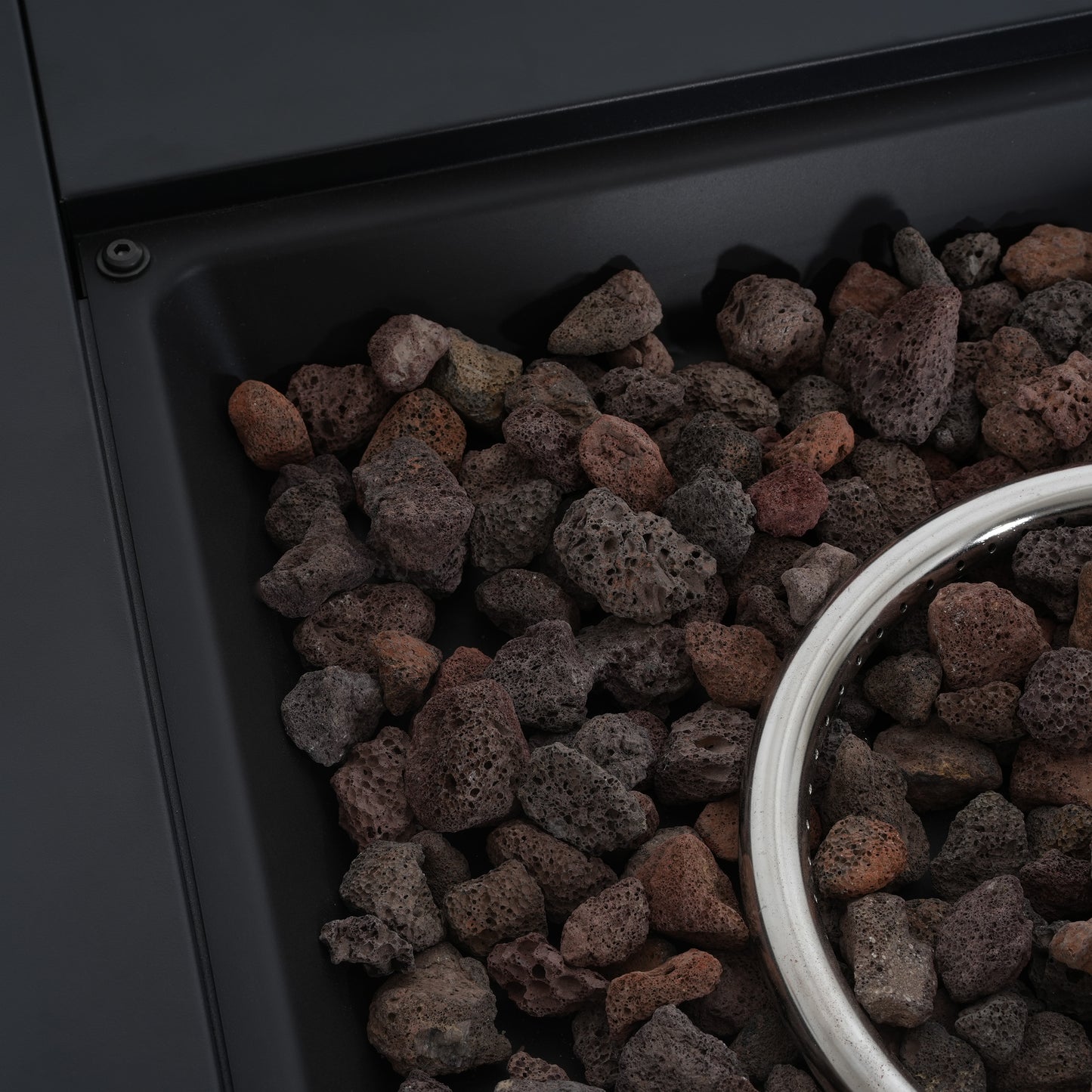 Lysoriel 30inch Square Galvanized Steel Fire Pit Table,Black,40000BTU