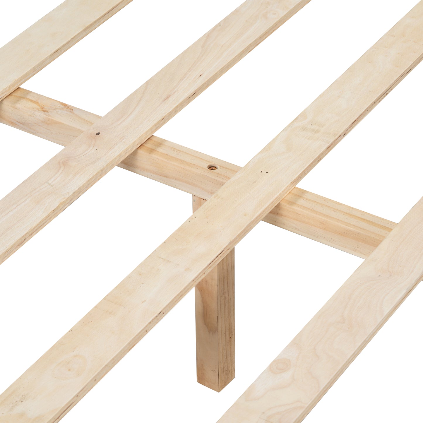 Astrielle Queen Bed with Woven White Leather back, Natural Wood Frame