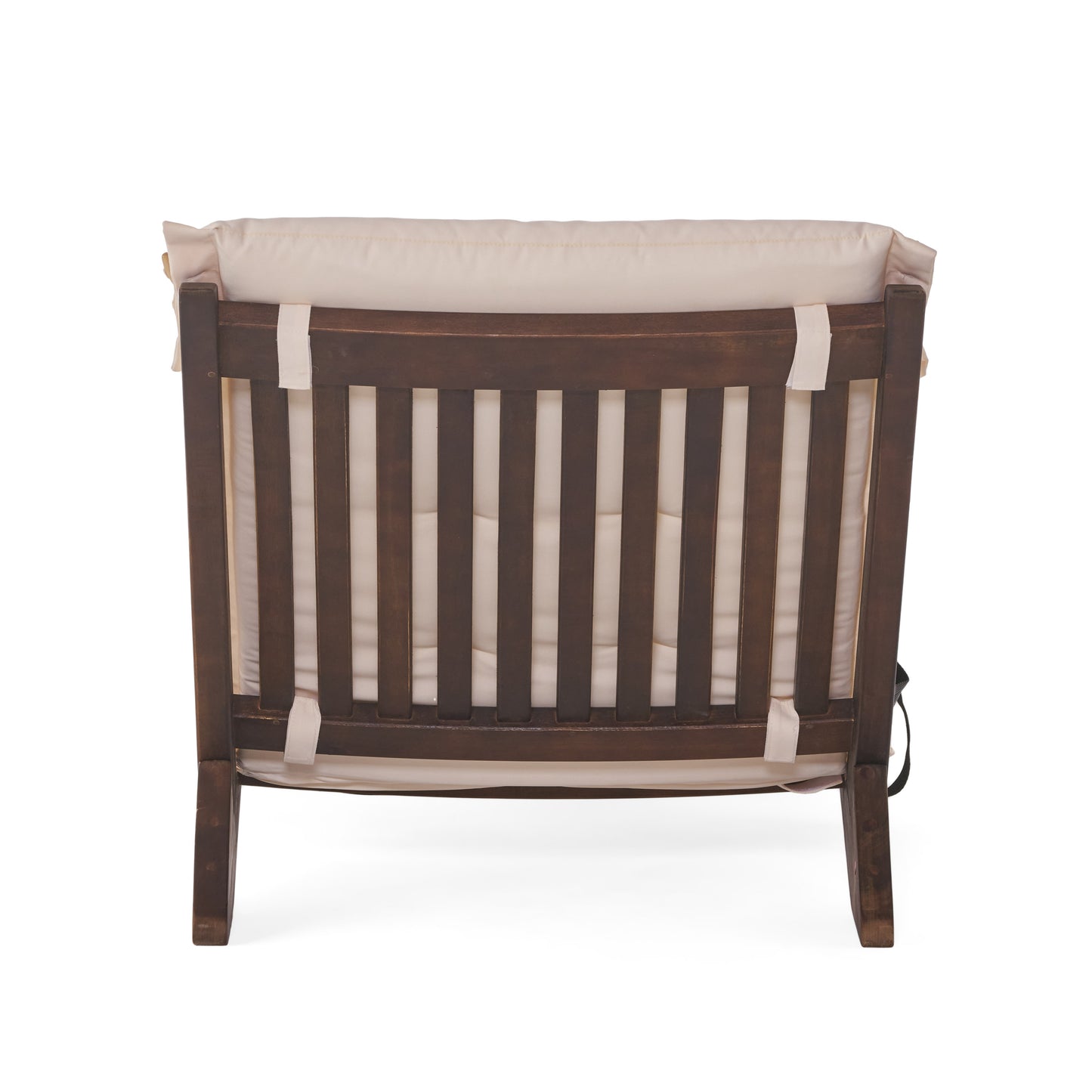 Midori Mahogany Wood Folding Chaise Lounger Chair w/ Cream Cushion