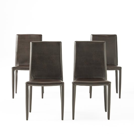 Pasiara Contemporary Brown Stacking Chairs (Set of 4)