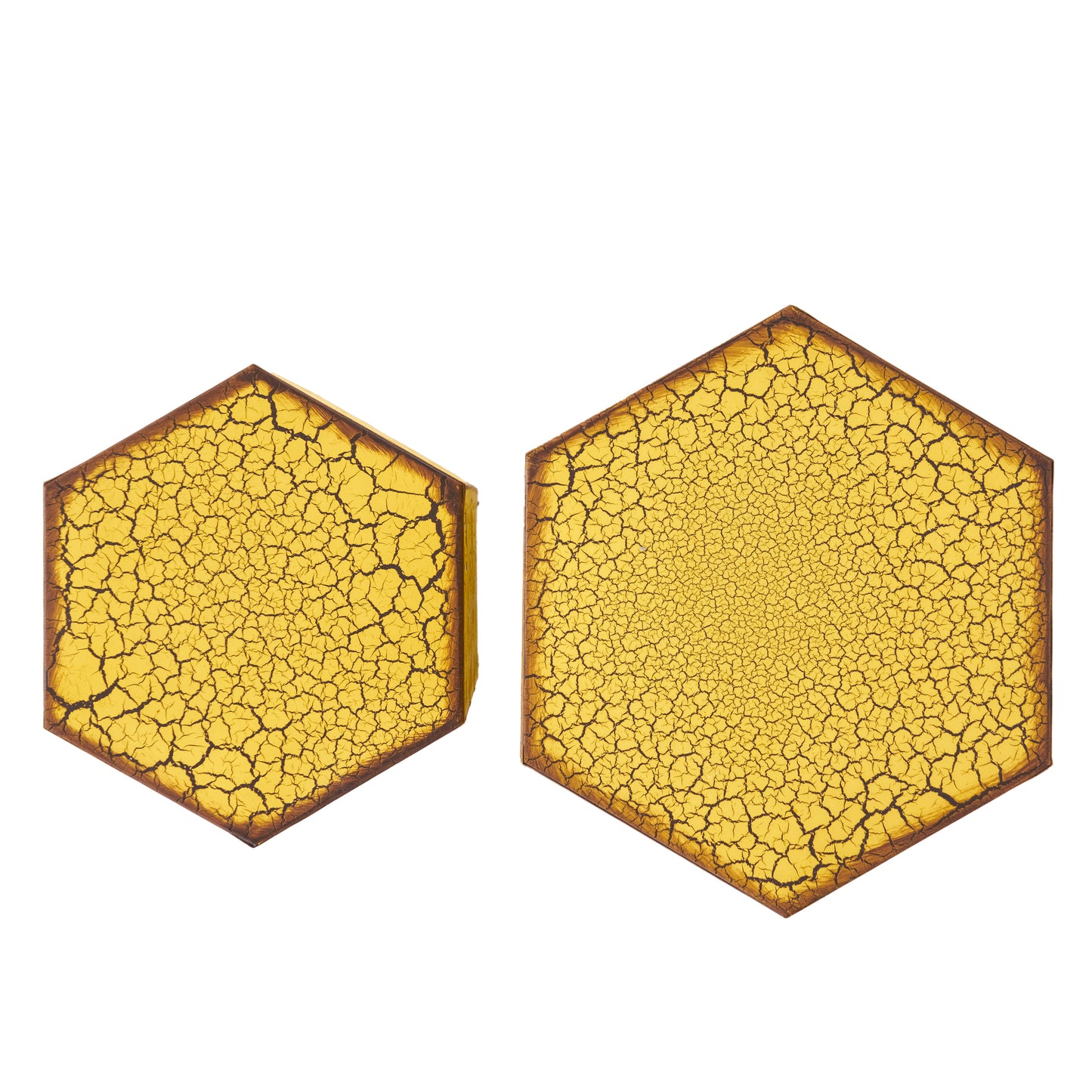 Contemporary Outdoor Hexagonal Antique Yellow Iron Accent Tables (Set of 2)
