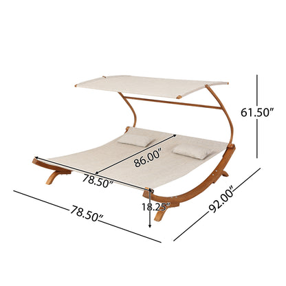 Bayard Outdoor Off-White Sunbed with Adjustable Canopy