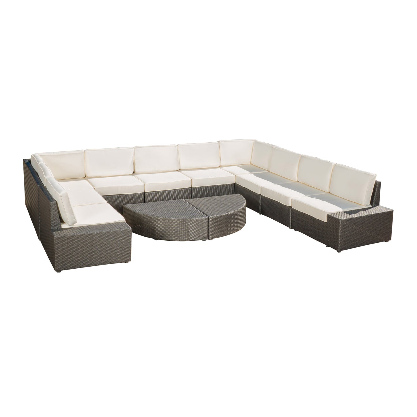 Reddington 12pc Outdoor Wicker Sectional Sofa Set w/ Cushions