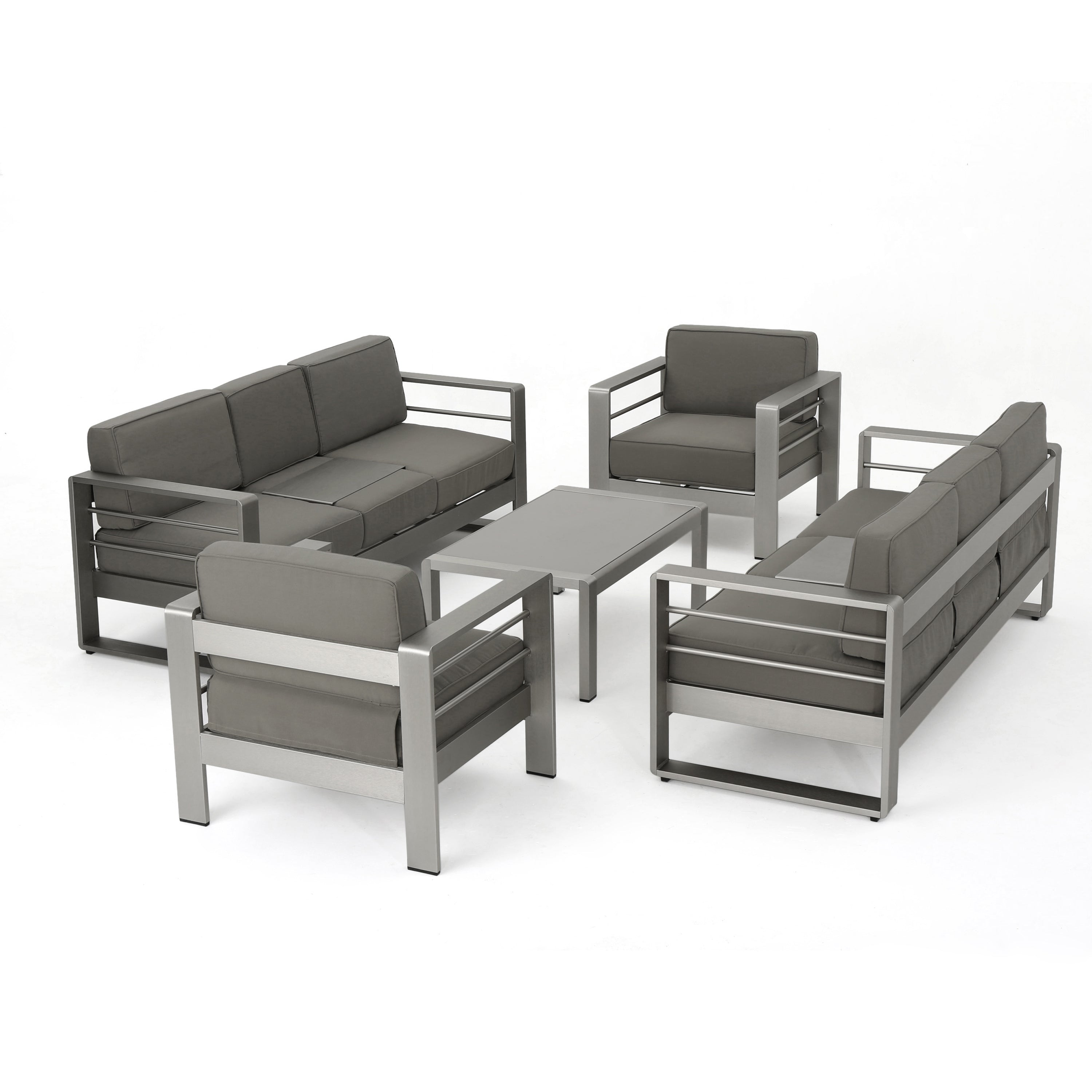 Crested Bay Outdoor Aluminum 5-Piece Sofa Set with Khaki Cushions –  GDFStudio
