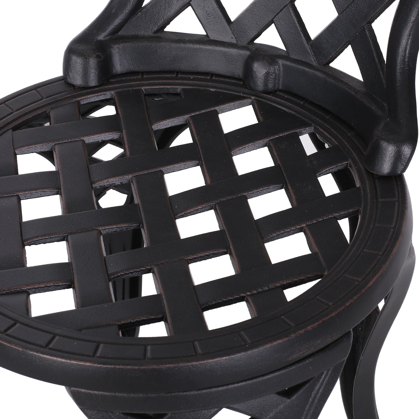 Lyon Traditional Outdoor 3-Piece Black with Bronze Cast Aluminum Bistro Set