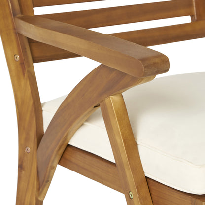 Helen Outdoor Teak Finish Acacia Wood Arm Chair (Set of 2)