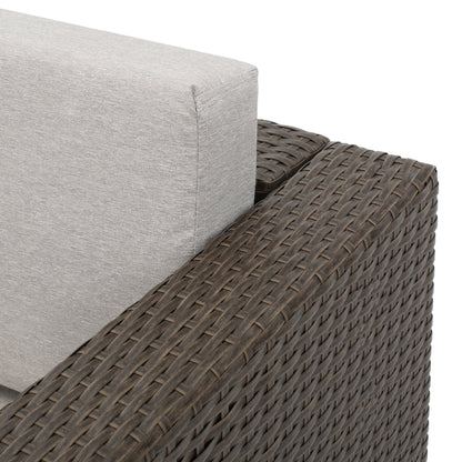 Budva Outdoor L-shape Brown Wicker Sofa w/ Ceramic Gray Cushions