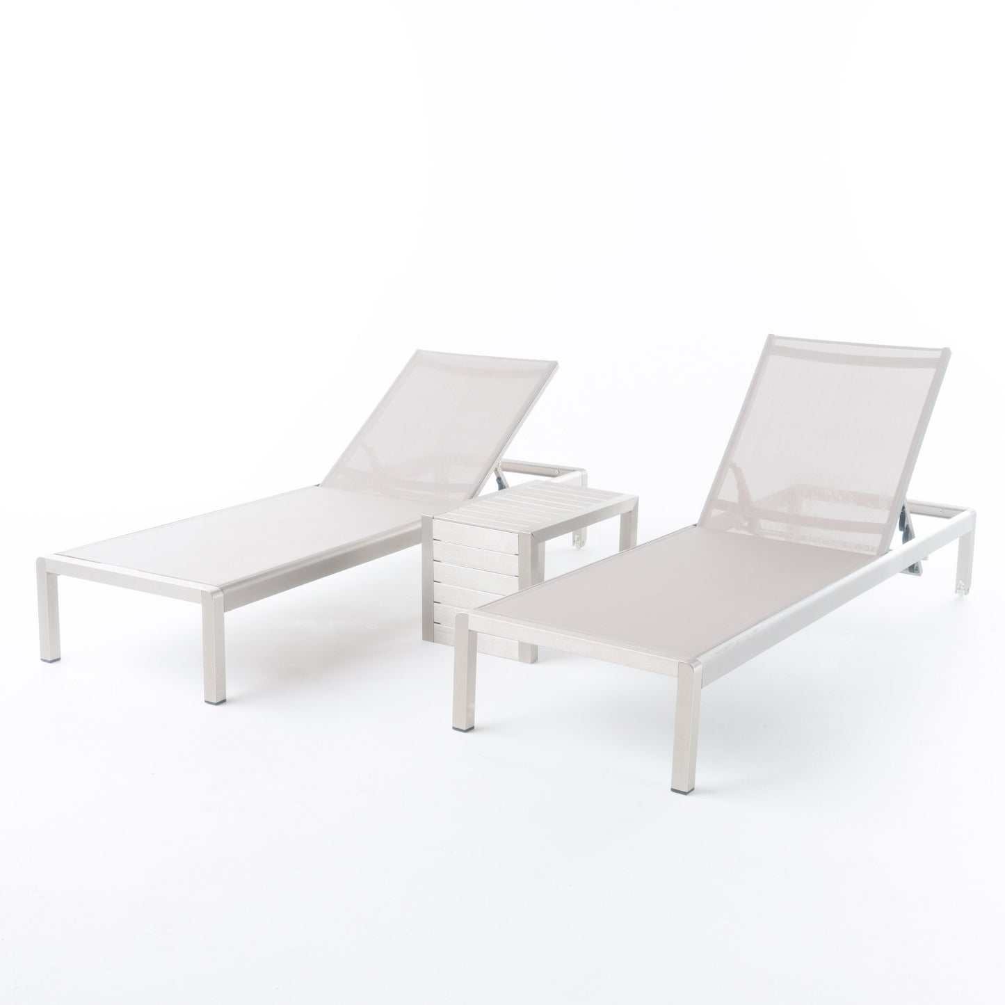 Cherie 3pc Outdoor Chaise Lounge Chair & Table Set