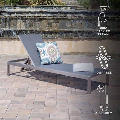 Coral Bay Dark Gray Outdoor Mesh Chaise Lounge