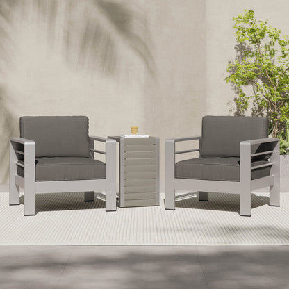 Coral Bay Outdoor Aluminum Club Chairs with Side Table