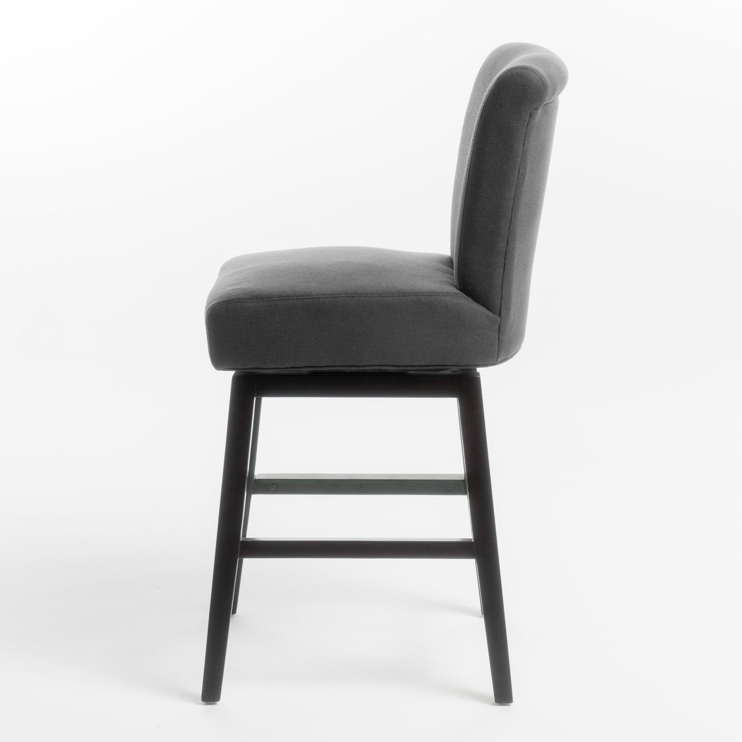 Tristan Contemporary Dark Charcoal Fabric Upholstered Swivel Counter Stool
