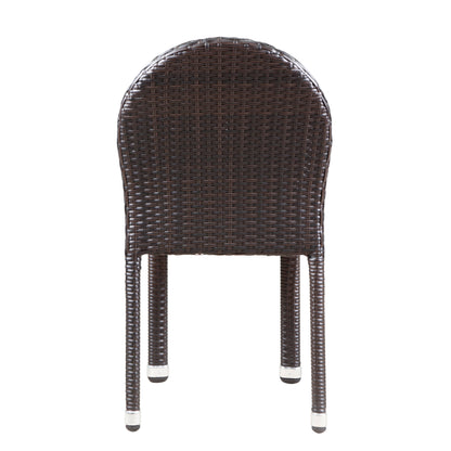 Ava Outdoor Aluminum Frame Wicker Stackable Dining Chairs - Set of 2