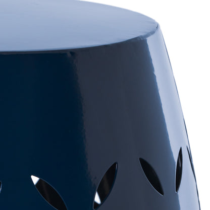 Lilly Outdoor Modern 12-Inch Criss-Cross Cut Metal Barrel Side Table