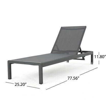 Coral Bay Outdoor Gray Aluminum Chaise Lounge and C-Shaped Side Table