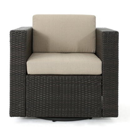 Venice 2-Seater Brown Wicker Outdoor Chat Set with Side Table