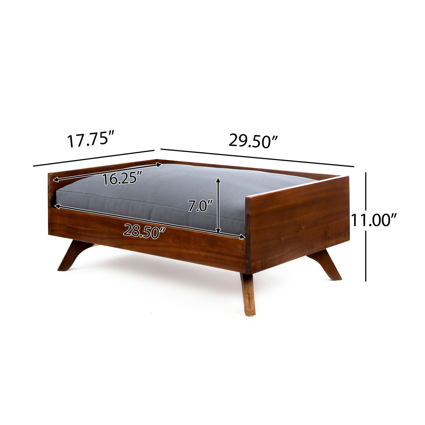 Darren Mid-Century Wood Frame Cushioned Dog Bed