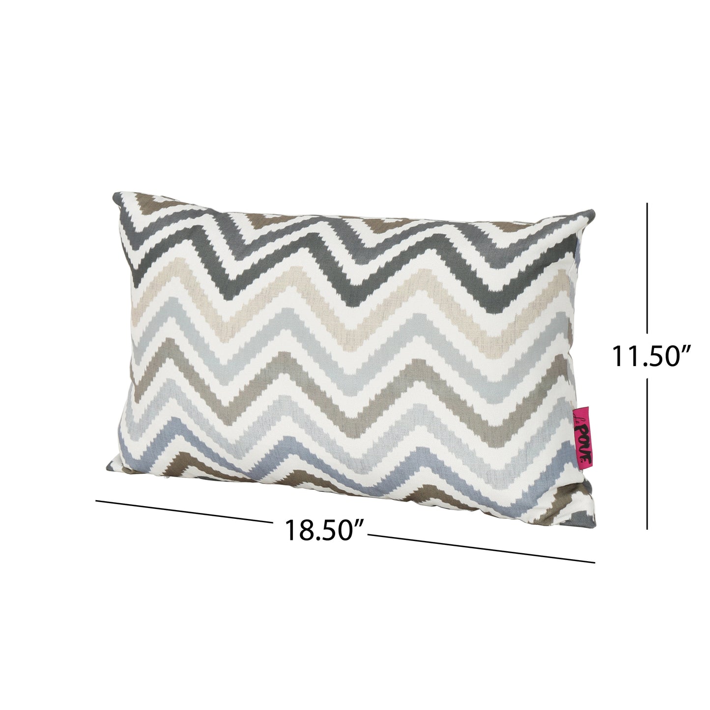 Callon Indoor Grey, Blue, and Brown Zig Zag Striped Water Resistant Rectangular Throw Pillow