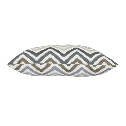 Callon Indoor Grey, Blue, and Brown Zig Zag Striped Water Resistant Rectangular Throw Pillow