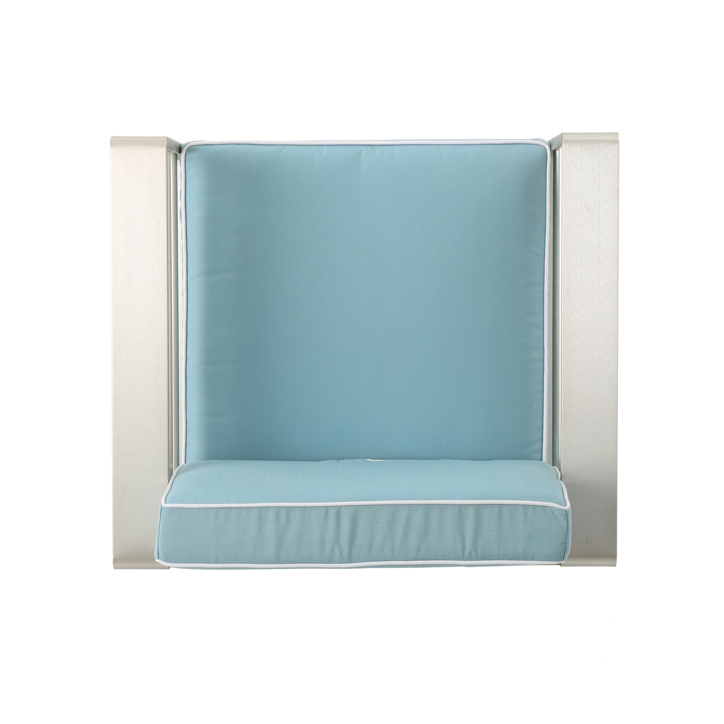 Crested Bay Outdoor Silver Aluminum Frame Light Teal Cushion Club Chairs