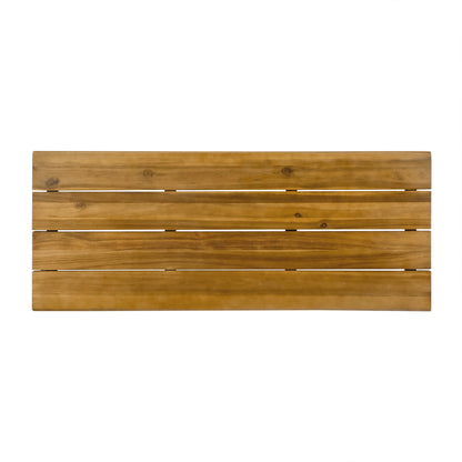 Avy Outdoor Rustic Industrial Acacia Wood Bar Table with Metal Hairpin Legs, Teak