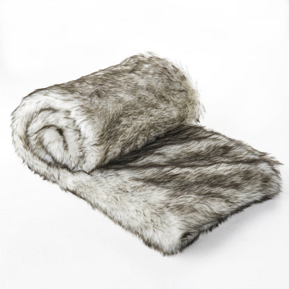 Laraine Modern Glam Rectangular Taupe Faux Fur Throw Blanket