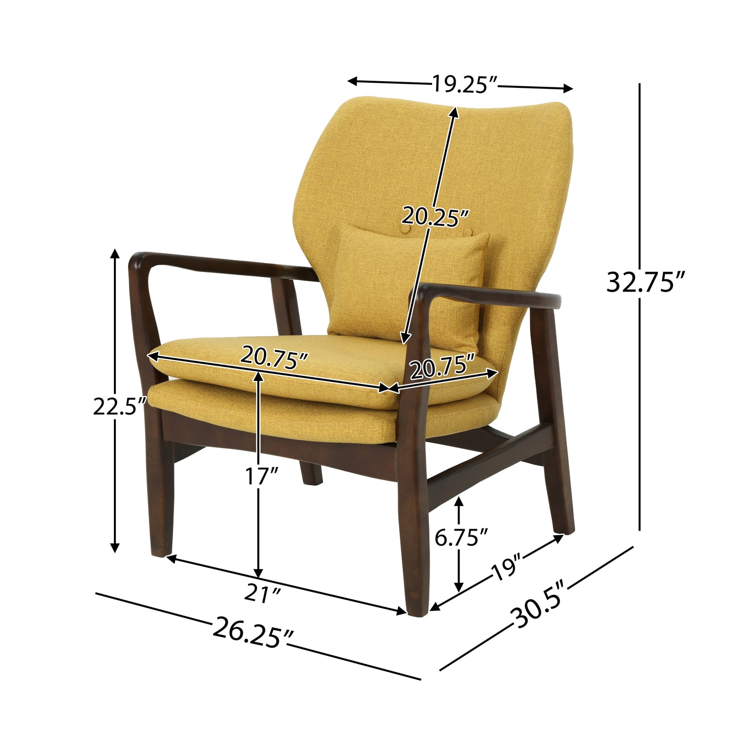 Ventura Mid Century Modern Fabric Club Chair