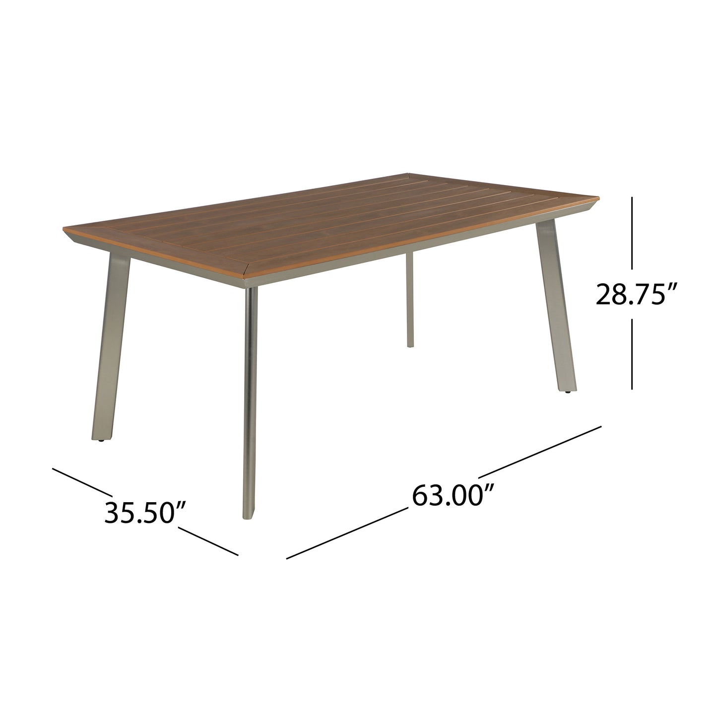Able Outdoor Aluminum Dining Table with Faux Wood Table Top