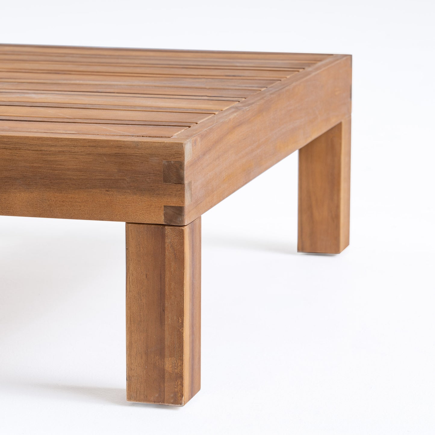 Brava Outdoor Modular Acacia Wood Sofa with Cushions and Coffee Table Set