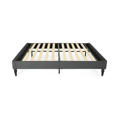 Luca Contemporary Upholstered Queen Bed Frame with Turned Legs