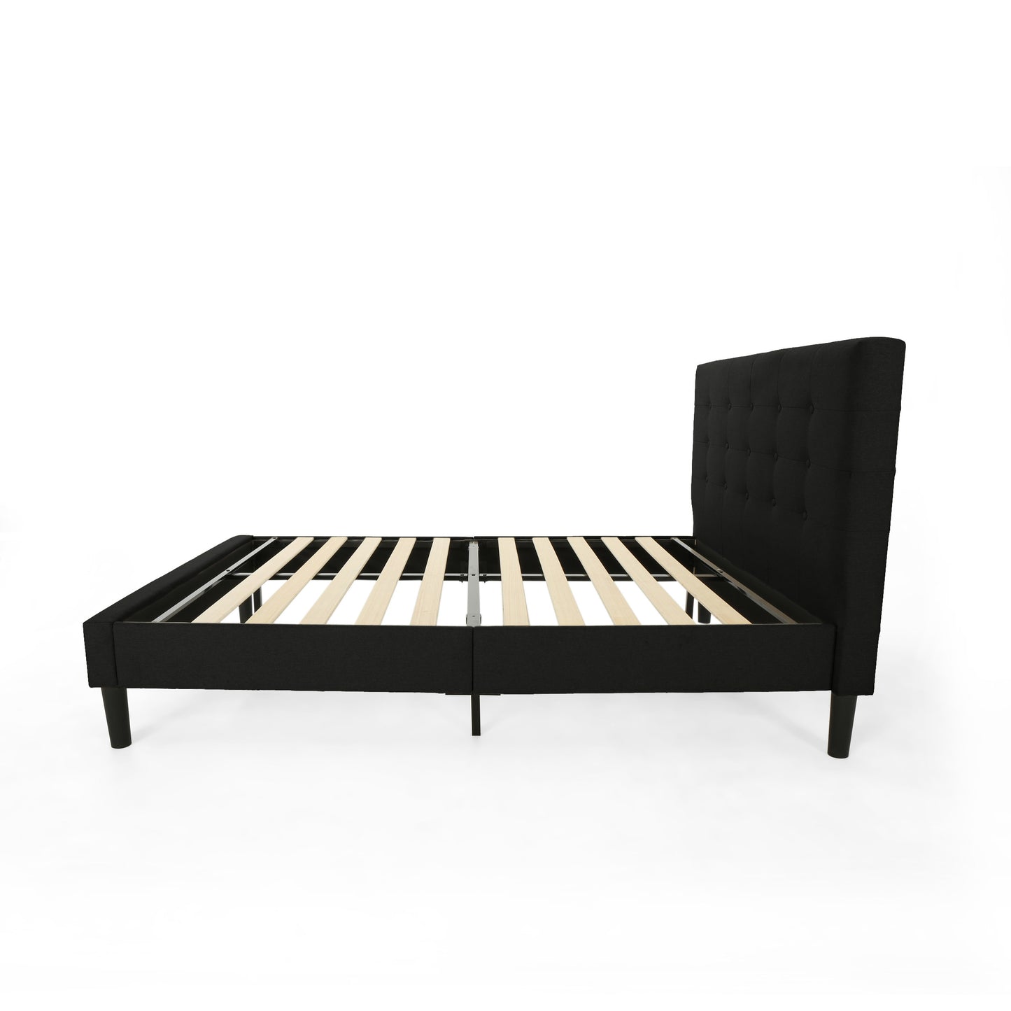 Gloria Fully-Upholstered Queen-Size Platform Bed Frame, Modern, Contemporary, Low-Profile