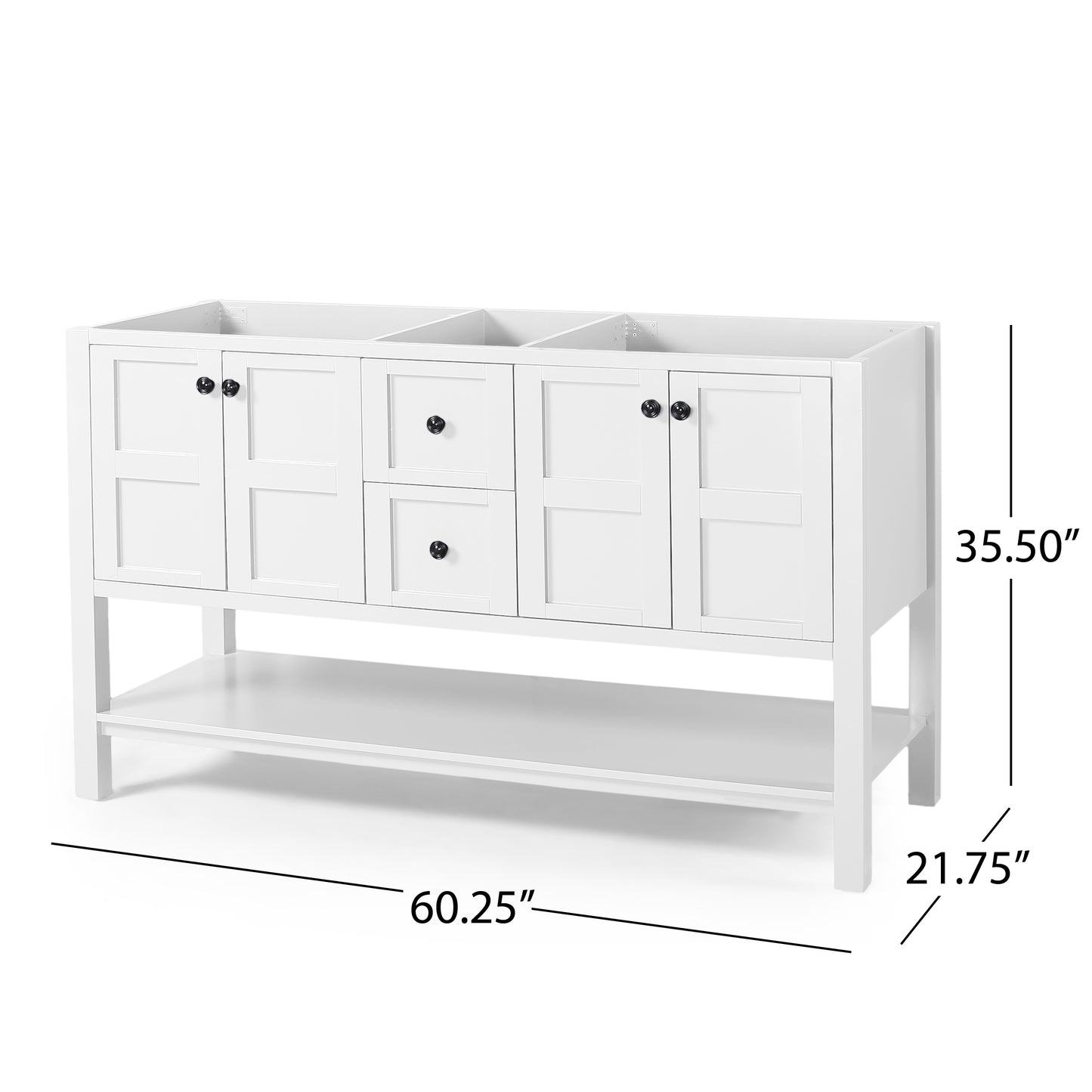 Jamison Contemporary 60" Wood Bathroom Vanity (Counter Top Not Included)