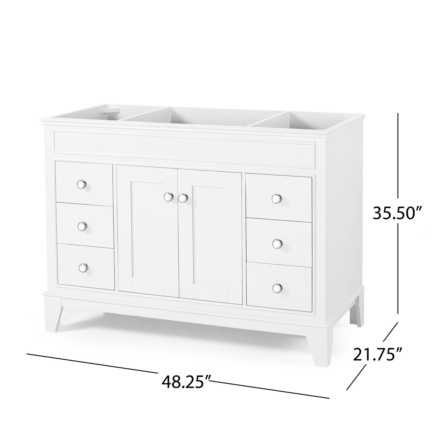 Feldspar Contemporary 48" Wood Single Sink Bathroom Vanity with Marble Counter Top with Carrara White Marble