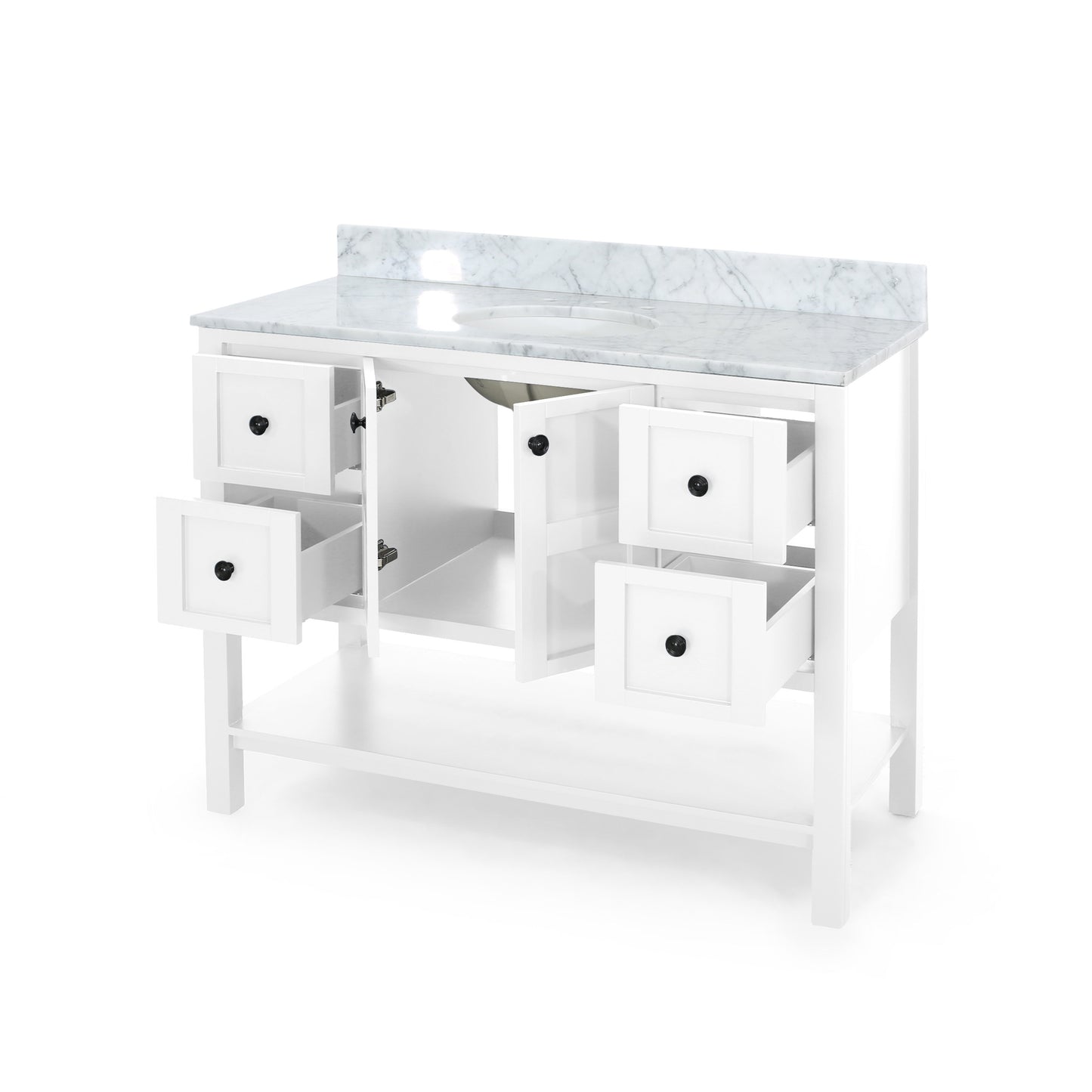 Jamison Contemporary 48" Wood Single Sink Bathroom Vanity with Marble Counter Top with Carrara White Marble