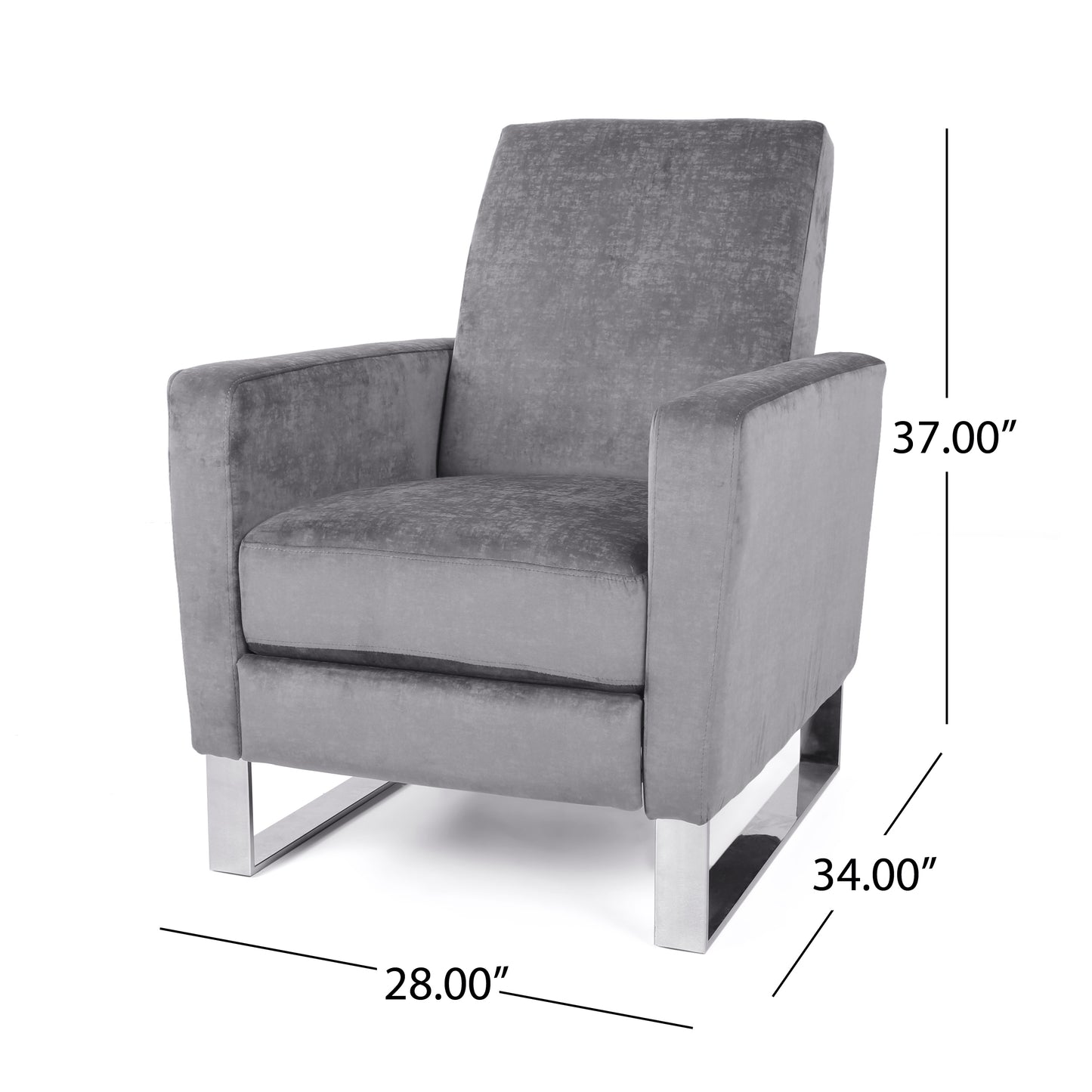 Arvin Modern Push Back High Leg Recliner with Stainless Steel Legs