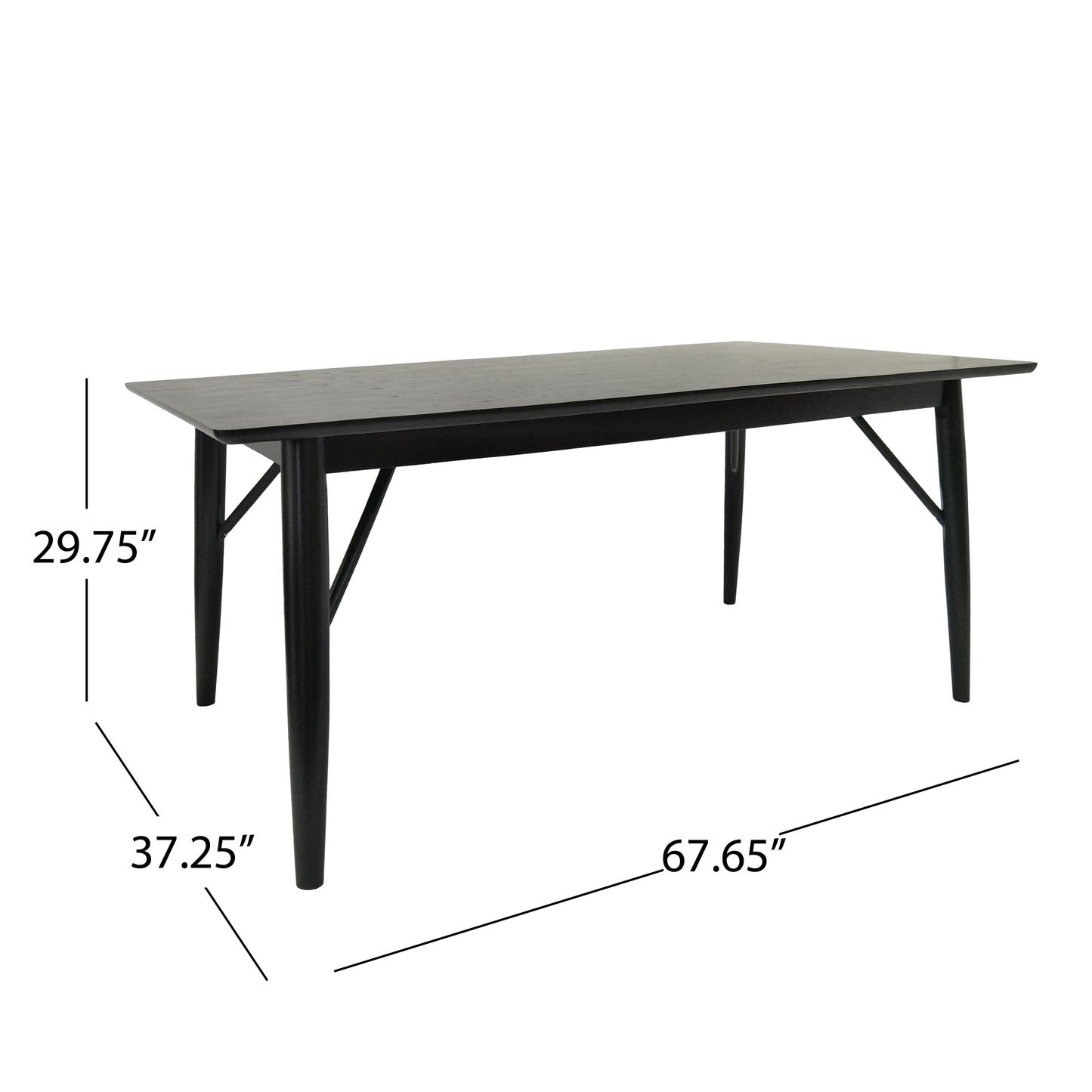 Freesia Contemporary Wooden Rectangular Dining Table, Black