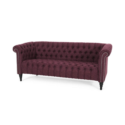 Edgar Button Tufted Rolled Back Upholstered Sofa