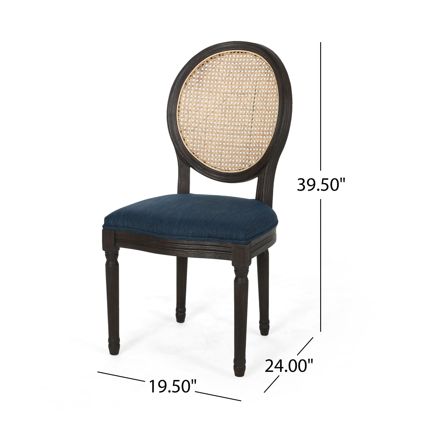 Laney French Style Oval Cane Back Dining Chairs (Set of 2)