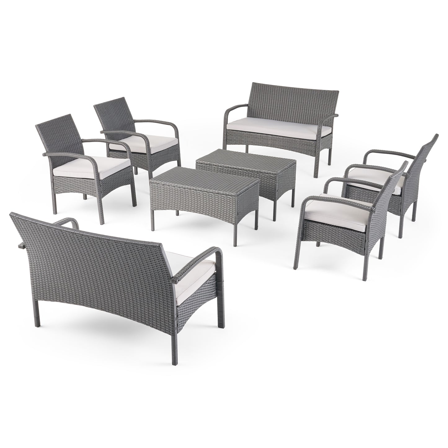 Carmela Outdoor 8 Seater Wicker Chat Set with Cushions