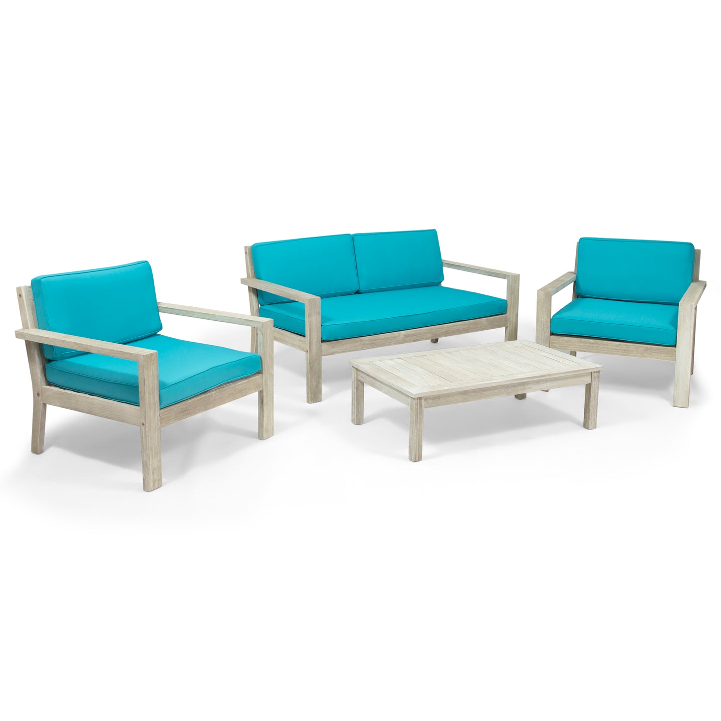 Dominic Outdoor 4 Seater Acacia Wood Chat Set with Cushions