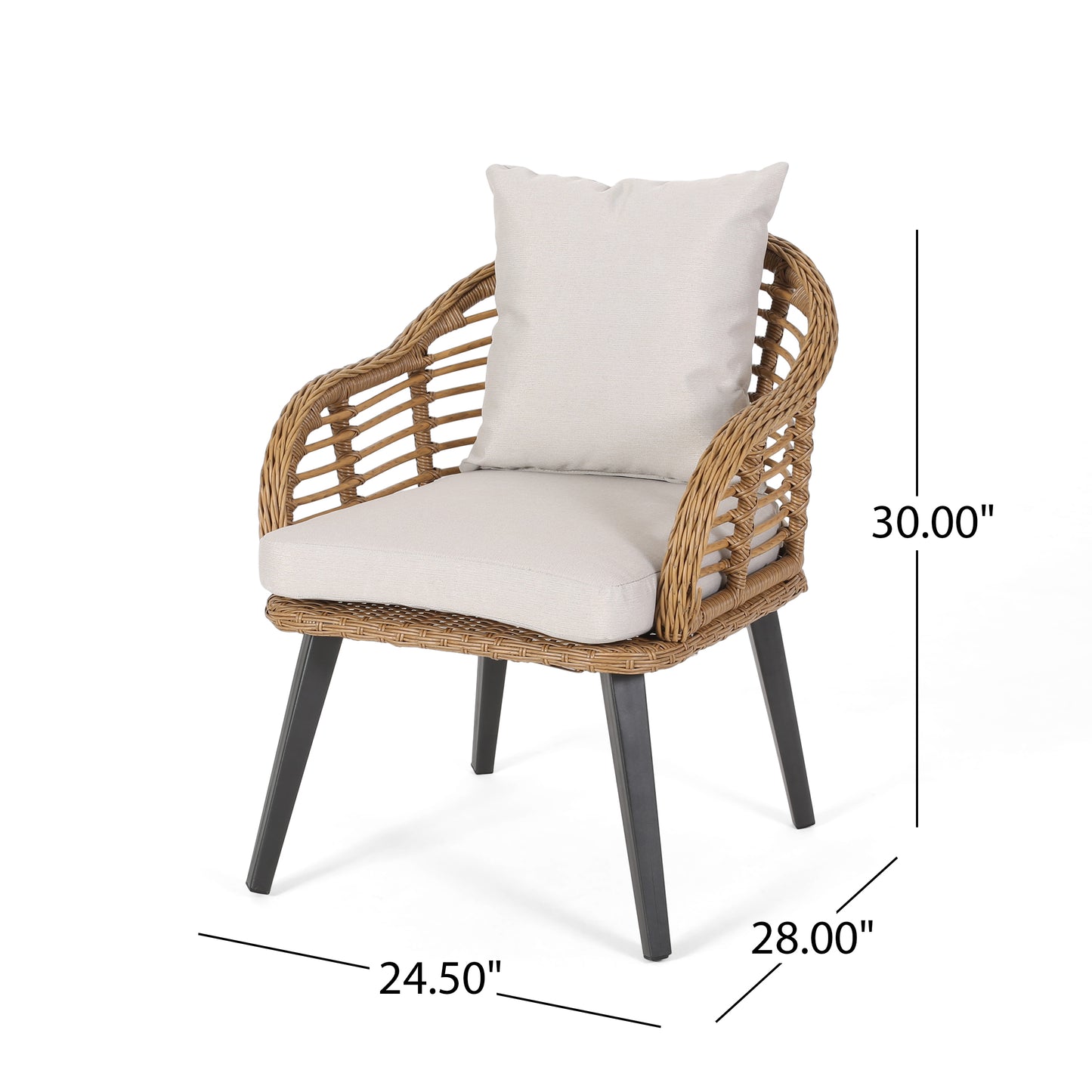 Evvy Outdoor Modern Boho 2 Seater Wicker Chat Set with Side Table
