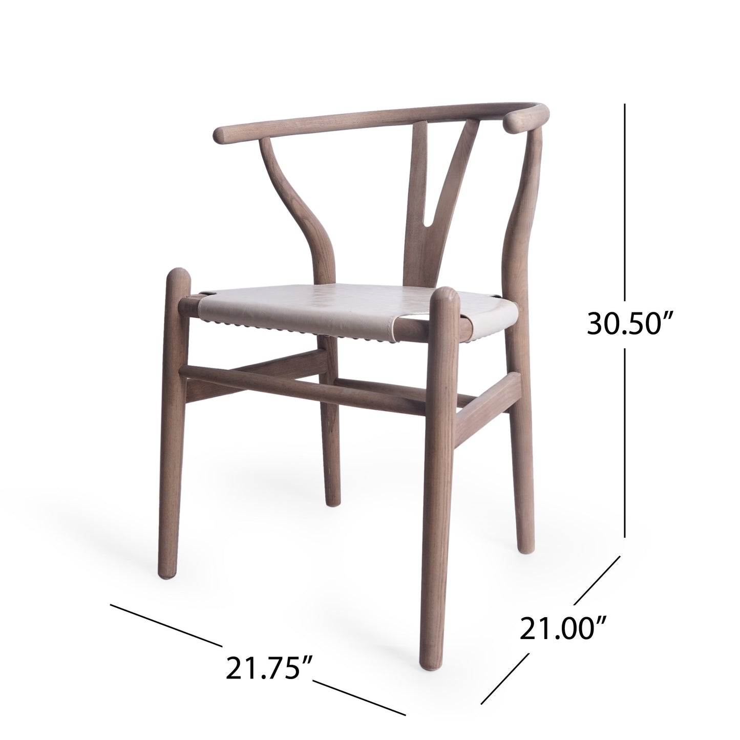 Quince Rustic Faux Leather and Elm Wood Wishbone Chair