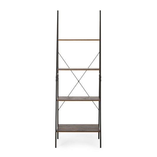 Wolfe Modern Industrial 4 Shelf Etagere Ladder Bookcase
