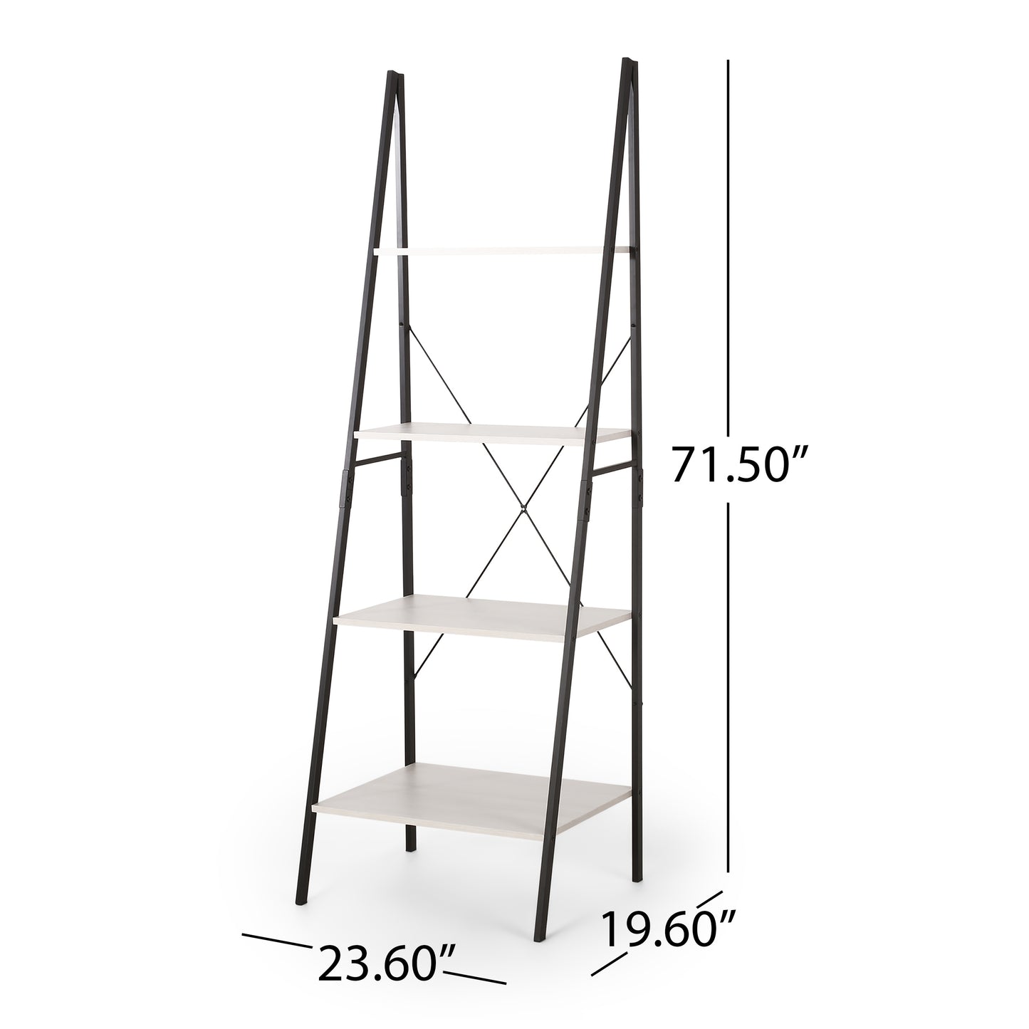 Wolfe Modern Industrial 4 Shelf Etagere Ladder Bookcase