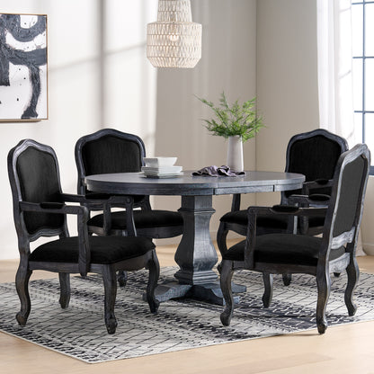Maria French Country Wood 5-Piece Expandable Oval Dining Set