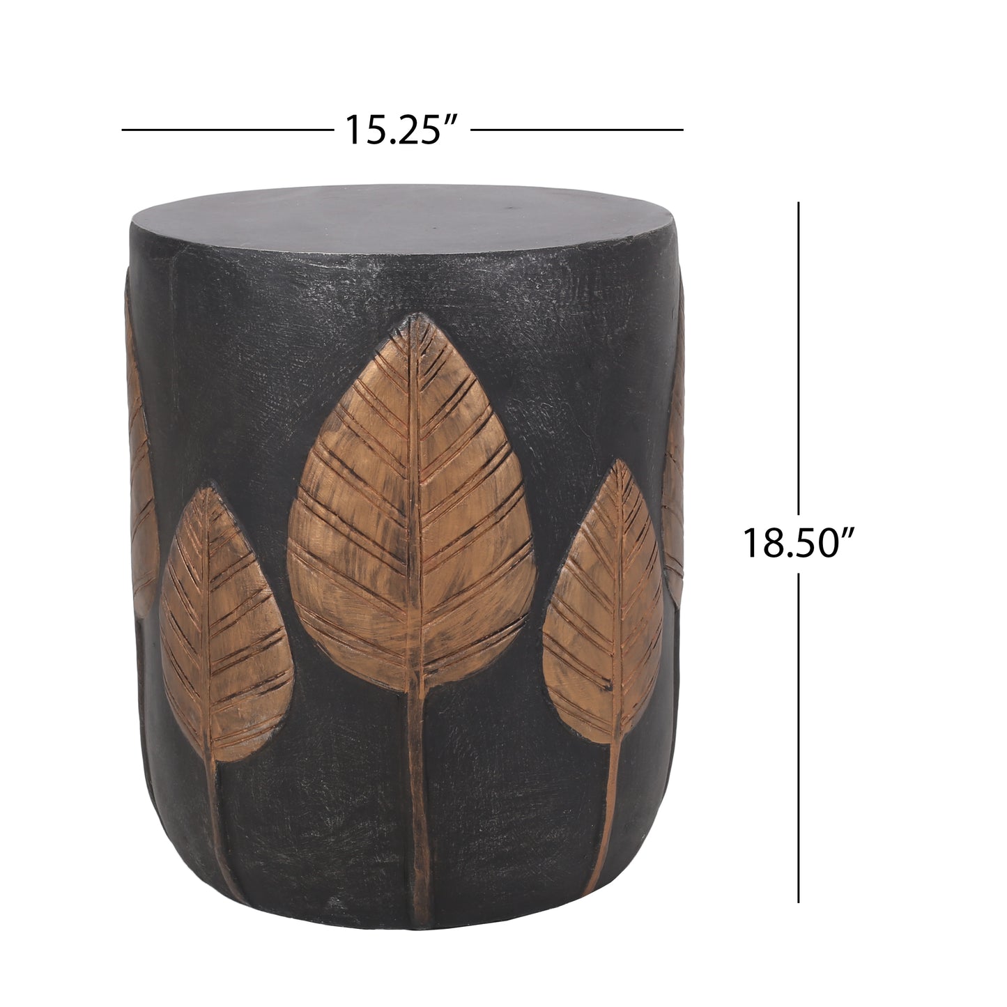 Travis Outdoor Lightweight Concrete Side Table, Black and Antique Copper