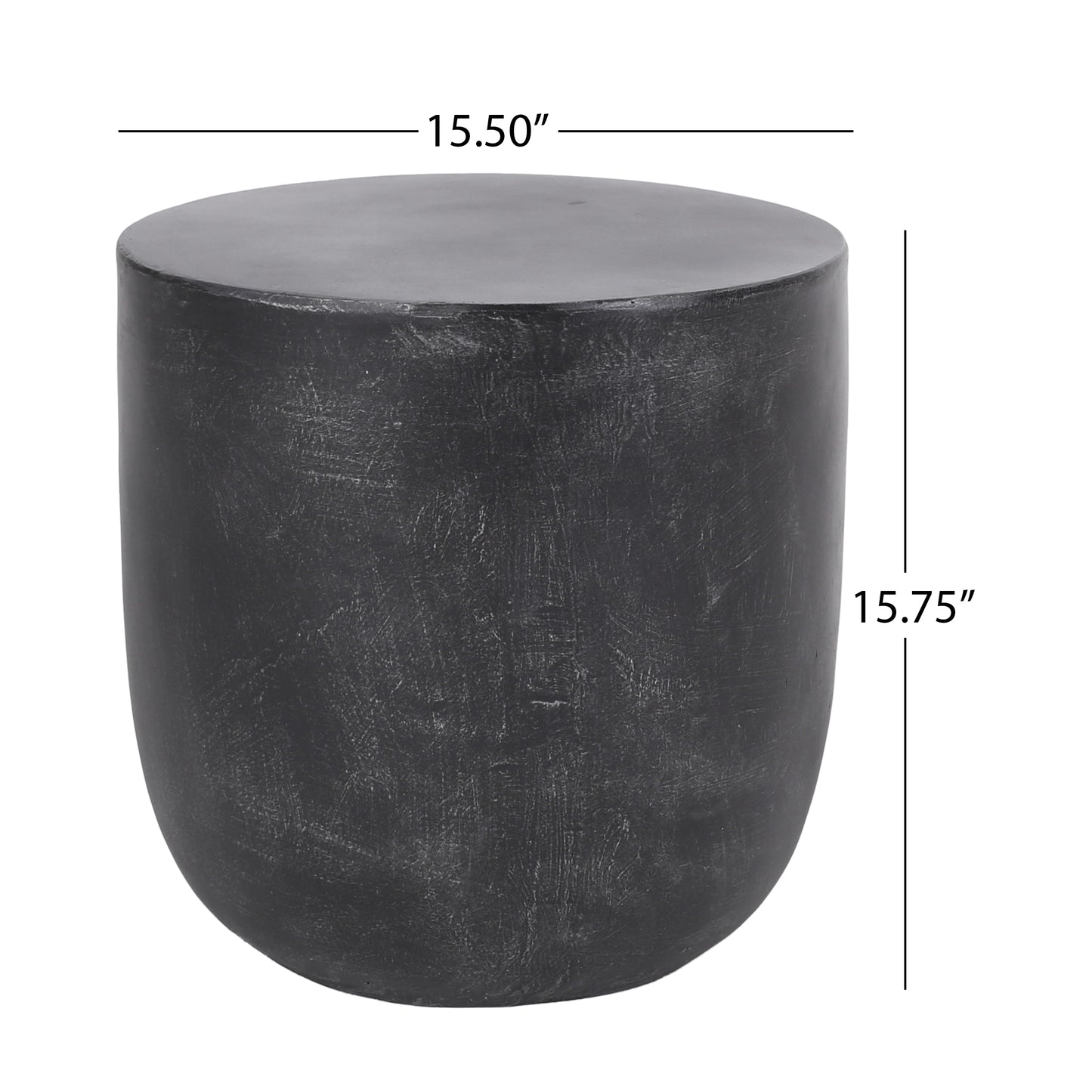 Akin Outdoor Lightweight Concrete Side Table, Matte Black